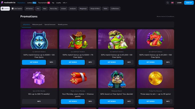 Promotions screenshot of Rockwin Casino