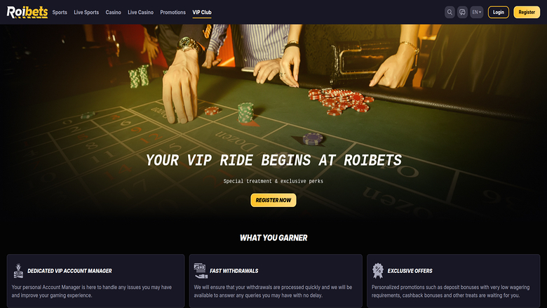 VIP screenshot of Roibets Casino for Desktop