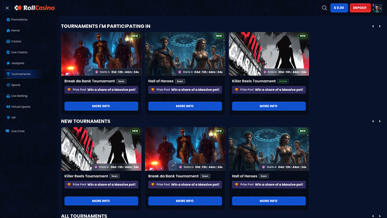 RollCasino Desktop Tournaments
