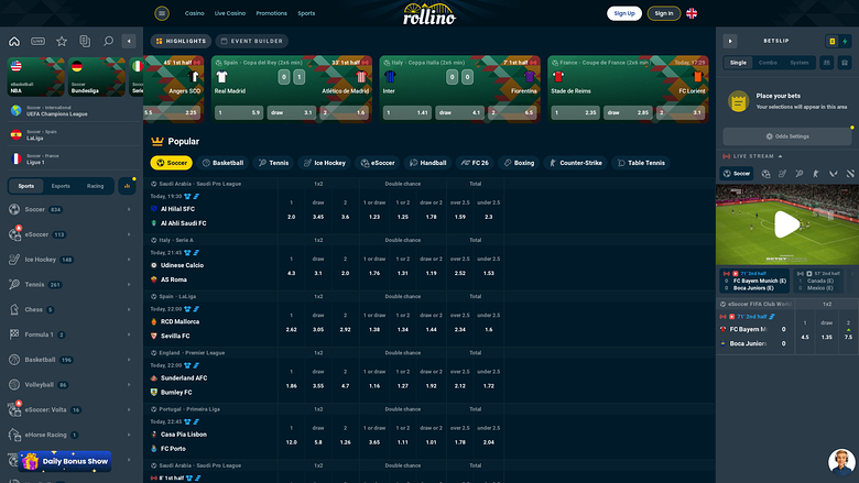 Rollino Casino Desktop Sports