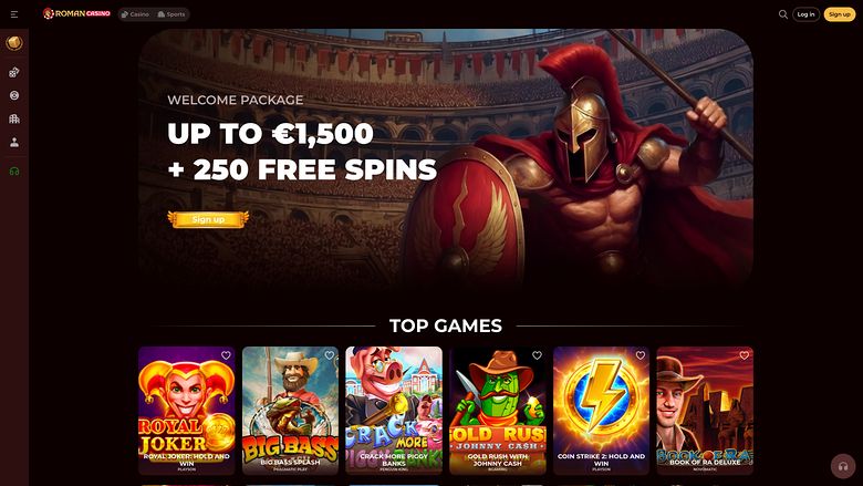 Roman Casino Desktop Homepage