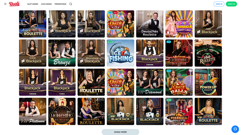 Rooli Casino Desktop Live Dealer