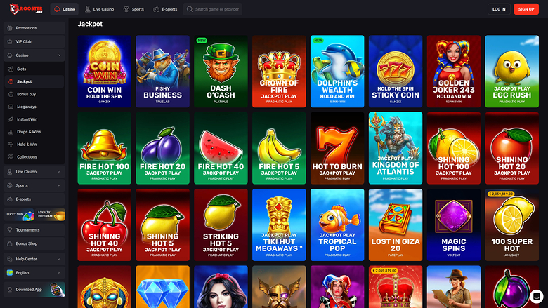Rooster Bet Desktop Jackpot