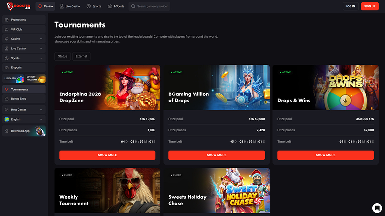 Rooster Bet Desktop Tournaments