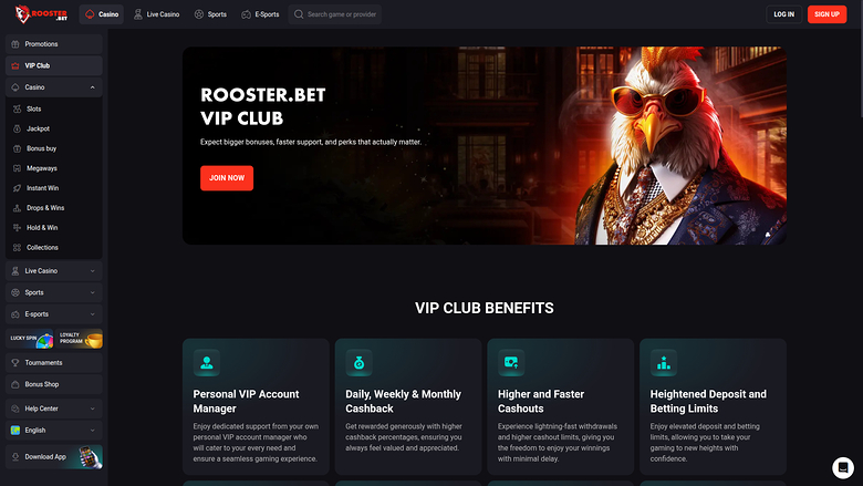 Rooster Bet Desktop VIP Program