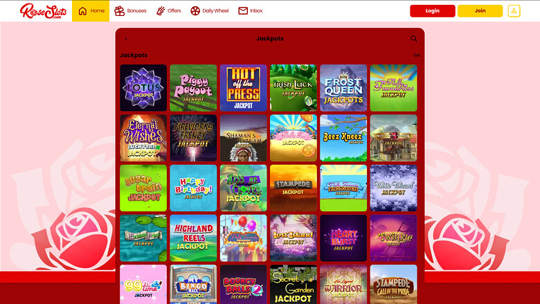 Rose Slots Casino Desktop Jackpot