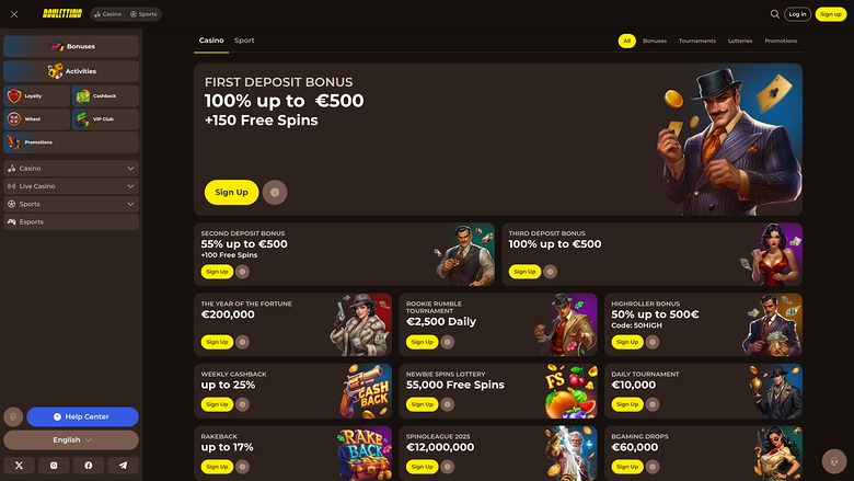Roulettino Casino Desktop Promotions