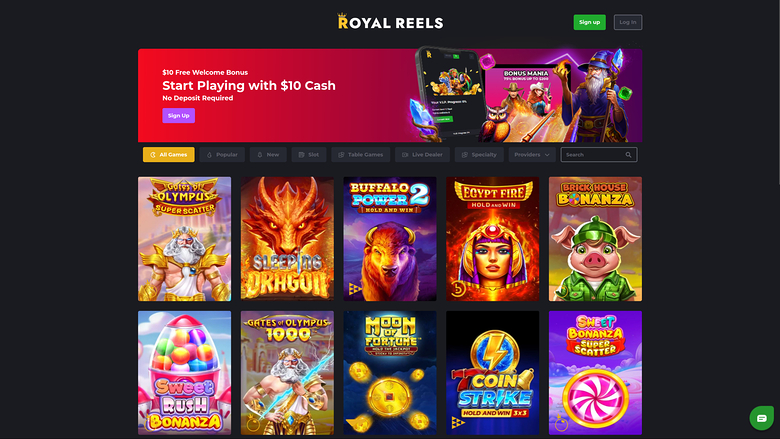 Royal Reels Casino Desktop Homepage