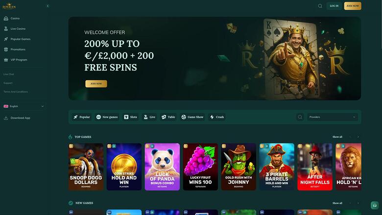 Royalen Casino homepage