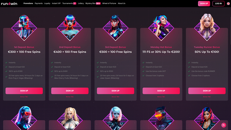 Run4Win Casino Desktop Promotions