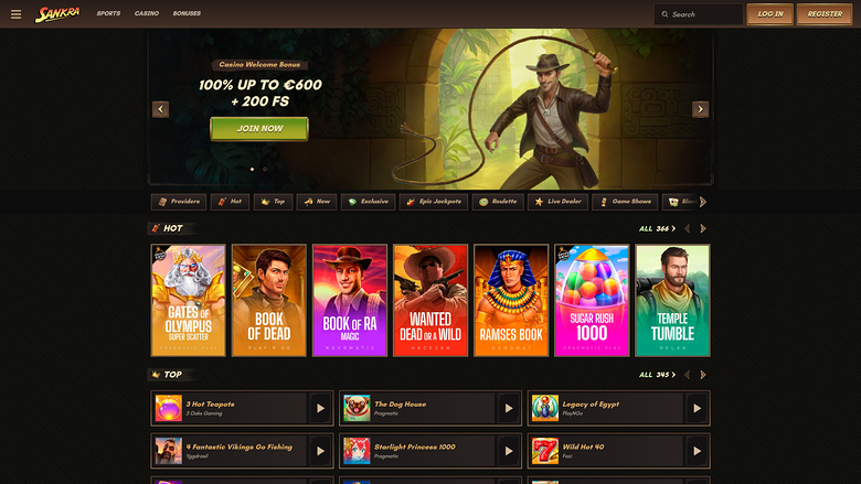 Sankra Casino Homepage