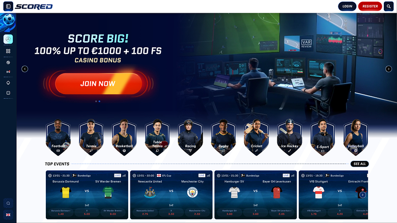 Scored Casino Homepage