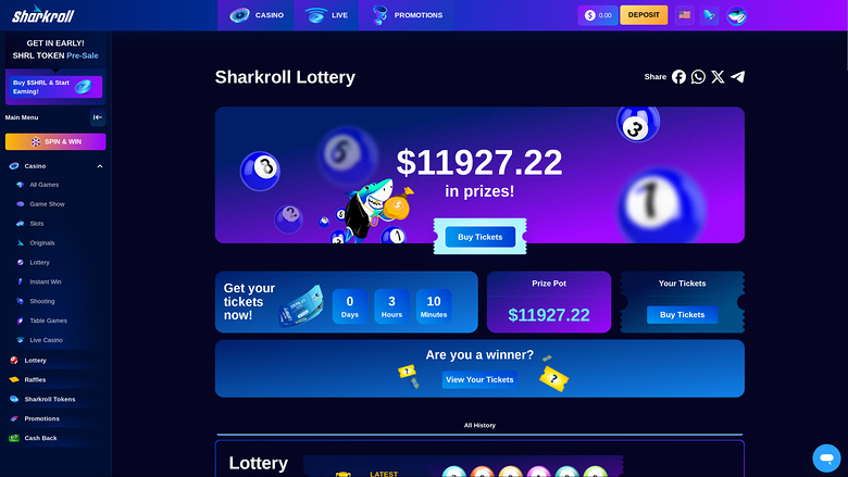 Sharkroll Casino Desktop Lottery