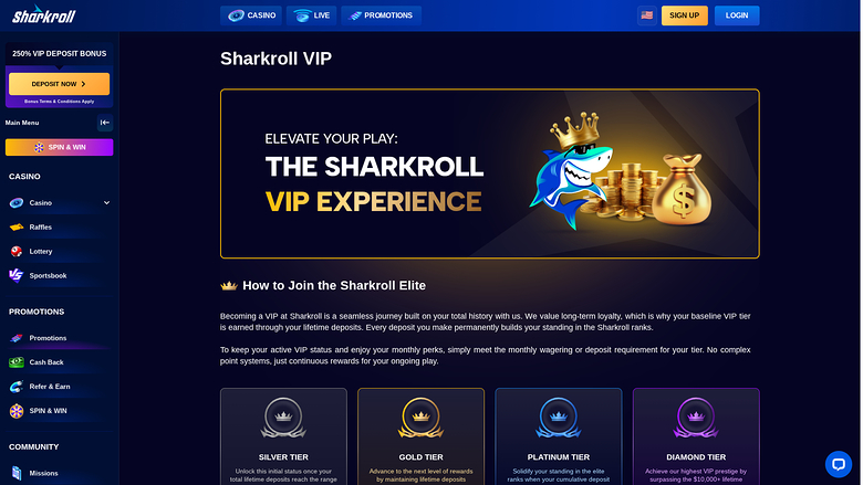 Sharkroll Casino Desktop VIP Program