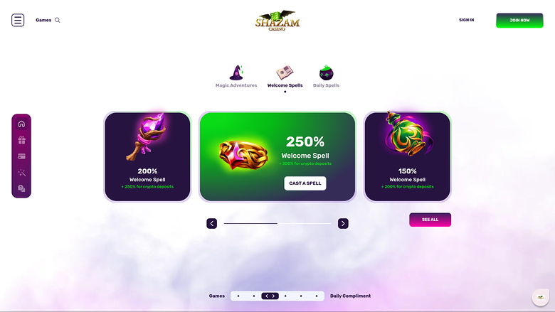 Shazam Casino Desktop Promotions