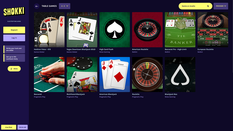 Shokki Casino Desktop Table Games