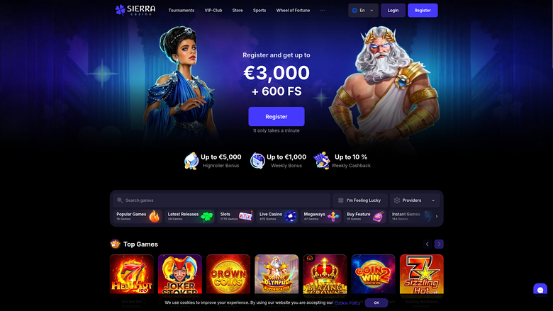 Sierra Casino Desktop Homepage