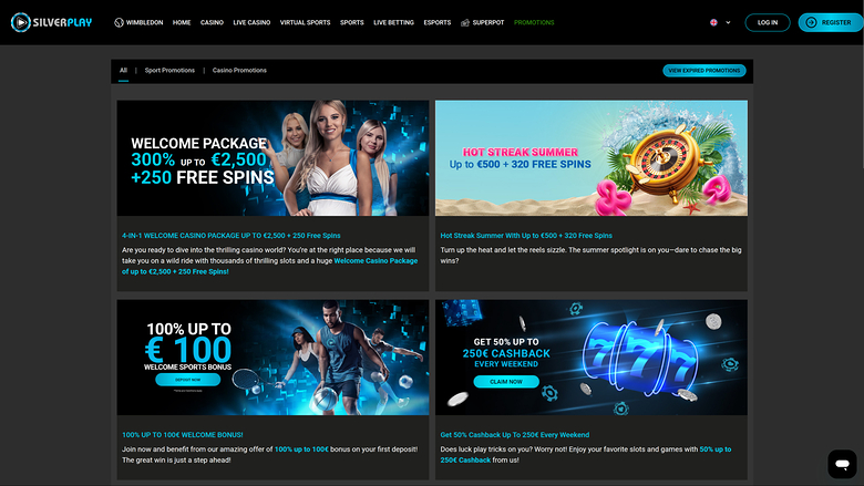 SilverPlay Casino Desktop Homepage