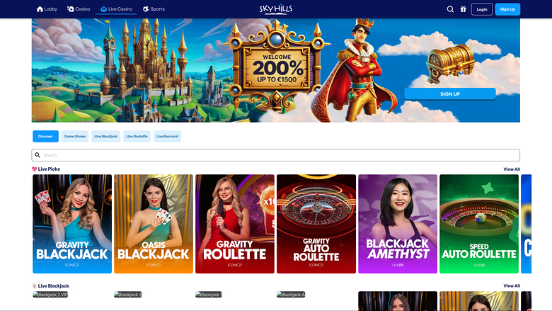 Sky Hills Casino Desktop Live Dealer