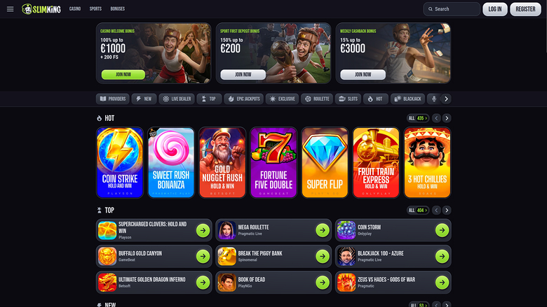 SlimKing Casino Homapage