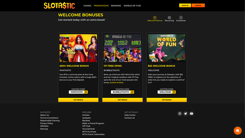 Slotastic Casino Desktop Promotions