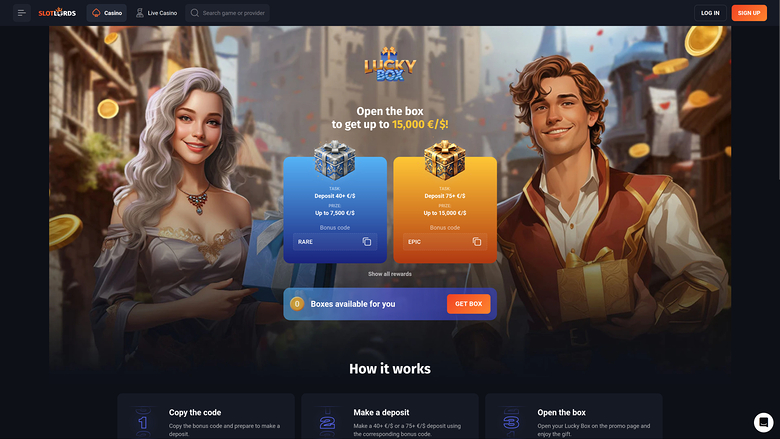 SlotLords Casino Desktop Lucky Box