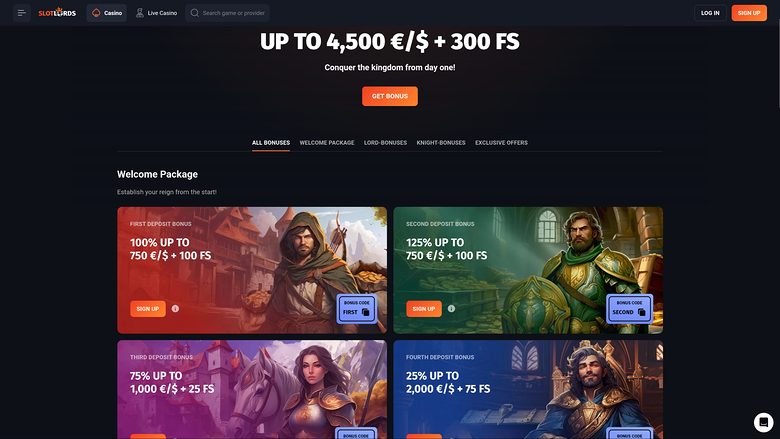 SlotLords Casino Desktop Promotions