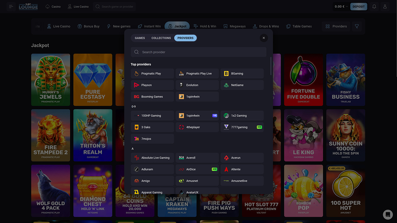 SlotLounge Casino Desktop Game Developers