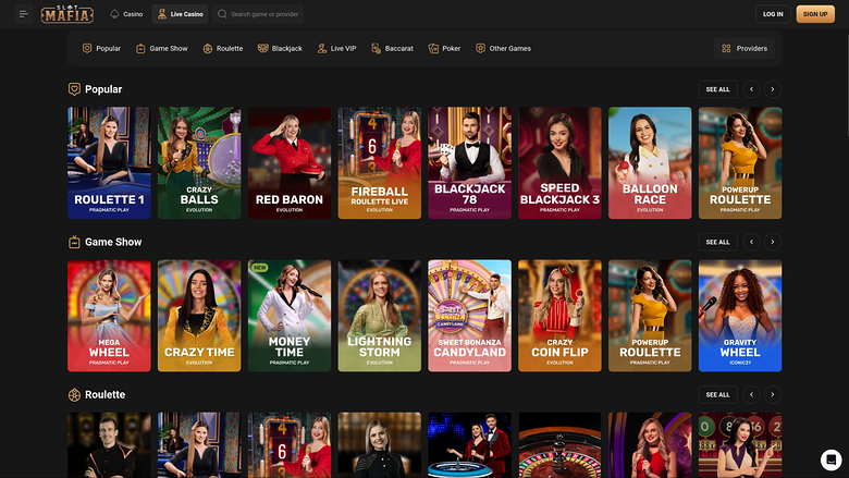 SlotMafia Casino Desktop Live dealer