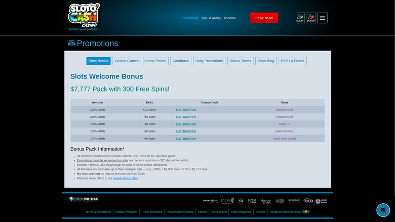 SlotoCash Casino Desktop Promotions
