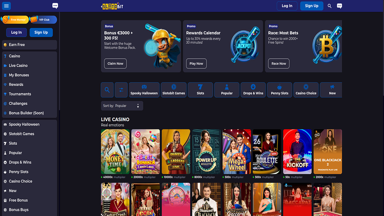 Live Dealers screenshot of Slotobit Casino for Desktop