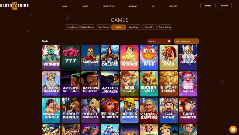 Games page screenshot of SlotoTribe Casino