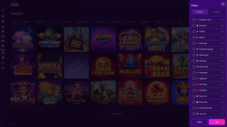 SlotRush Casino Desktop Game Developers