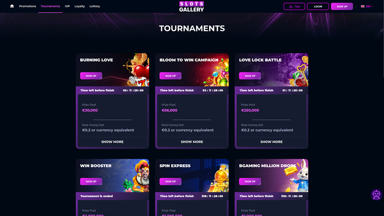 Slots Gallery Casino Desktop Tournaments