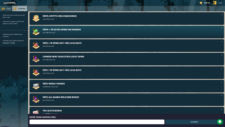 Slots Ninja Casino Desktop Coupons