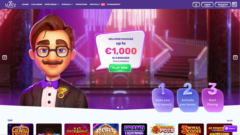 SlotsPalace Casino Desktop Homepage