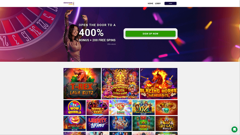 SlotsRoom Casino Desktop Homepage