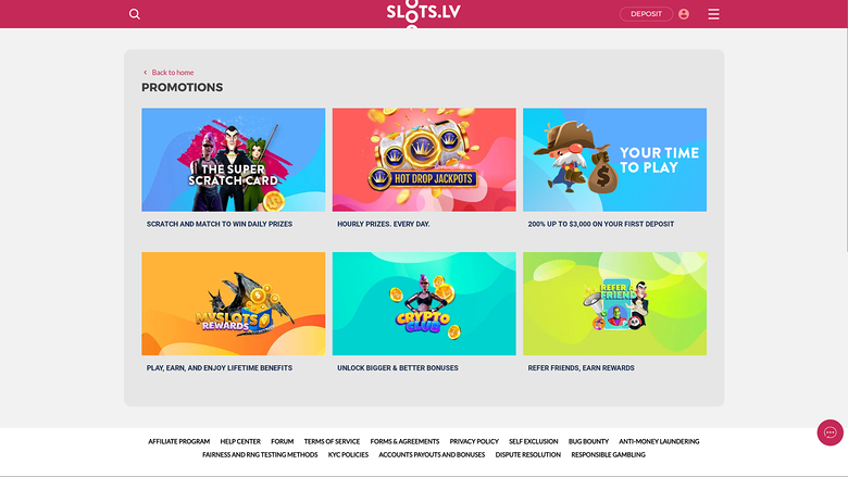 Slots.lv Casino Desktop Promotions