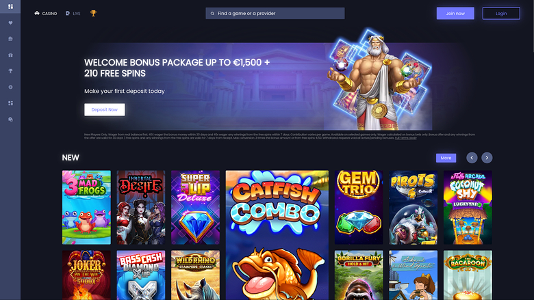 Slotsite.com Casino Desktop Homepage
