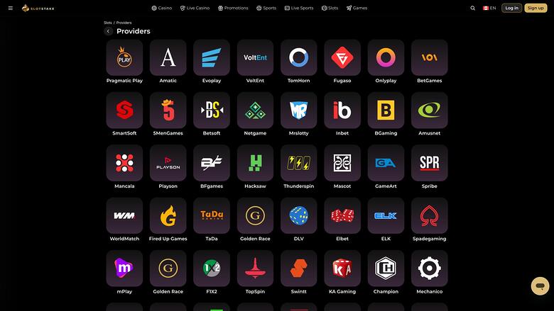 SlotStake Casino game developers page