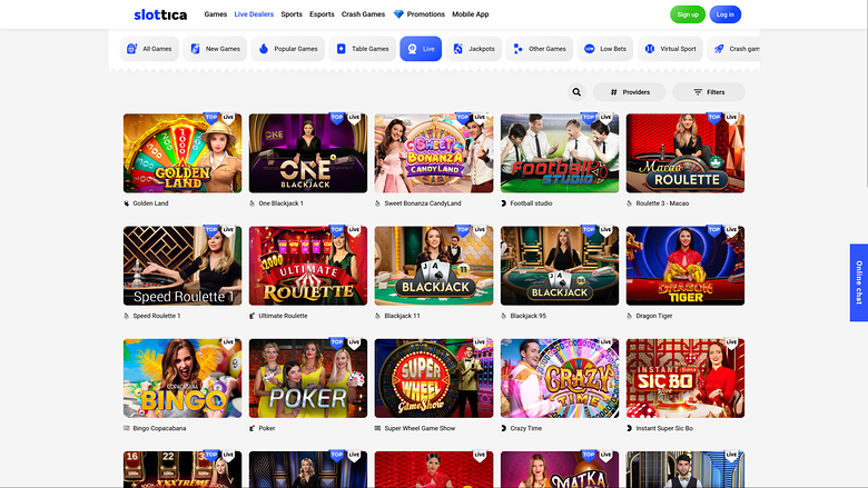 Slottica Casino Desktop Live Dealer