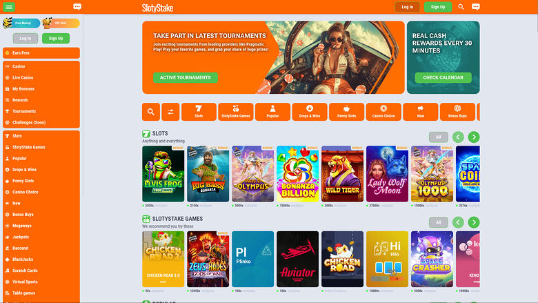 SlotyStake Casino Desktop Homepage