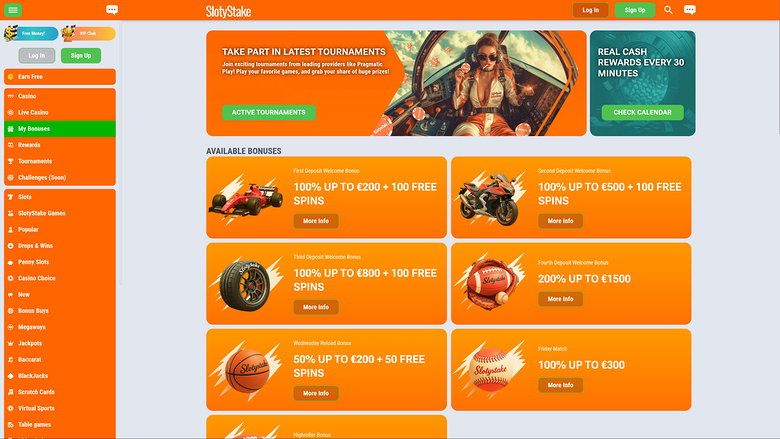 SlotyStake Casino Desktop Promotions