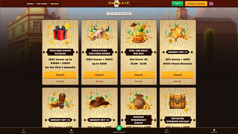 SmokAce Casino Desktop Promotions