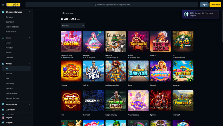 Snatch Casino Desktop Games