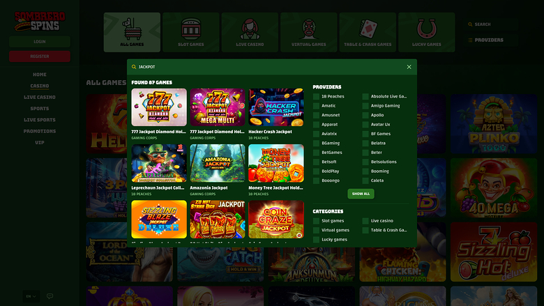 Sombrero Spins Casino Desktop Jackpot