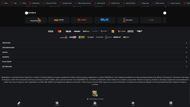 SpiderBets Casino Game Developers