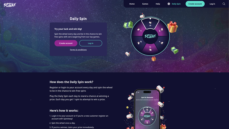 Spin Away Casino Desktop Daily Spin