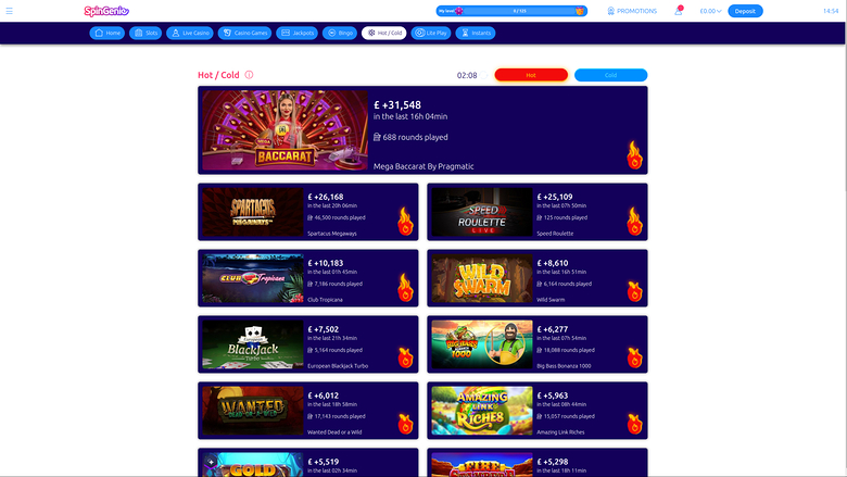 SpinGenie Casino Desktop Hot and Cold