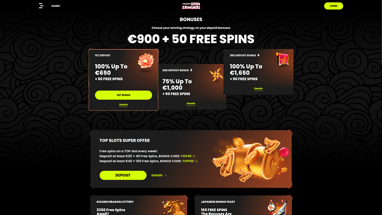 Spin Samurai Casino Desktop Promotions
